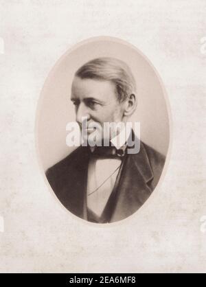 Ralph Waldo Emerson (1803 – 1882), who went by his middle name Waldo, was an American essayist, lecturer, philosopher, and poet who led the transcende Stock Photo