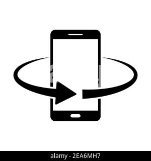 Phone rotation icon. 360 degree rotation. Black smartphone icon. Service symbol. Vector illustration. Stock Vector