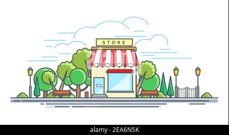 Line modern storefront Stock Vector