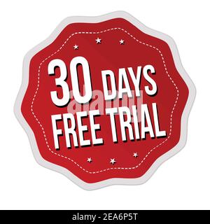 30 days free trial label or sticker on white background, vector illustration Stock Vector