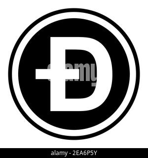 Token symbol of the dogecoin cryptocurrency, vector round token coin dogecoin token promising cryptocurrency Stock Vector