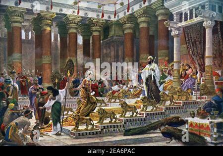 Visit of the Queen of Sheba to King Solomon painted by Sir Edward John Poynter in 1890 published in Hutchinson's History of the Nations circa 1915 Stock Photo