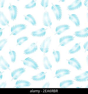 Floral seamless pattern with colorful exotic leaves on white background. Tropic blue branches. Fashion vector stock illustration for wallpaper Stock Vector
