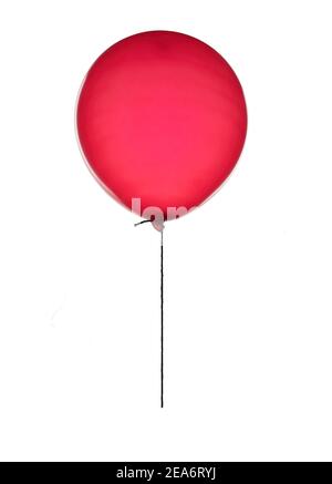 Real red party balloon isolated on white. Stock Photo