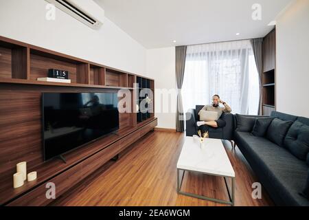 Software developer working from home Stock Photo