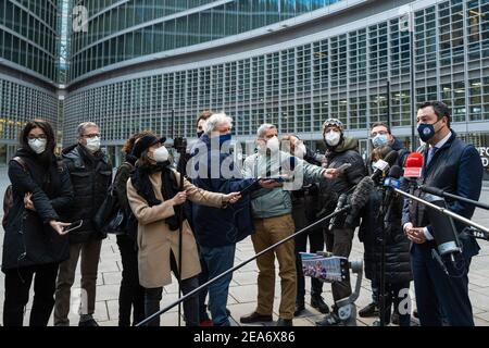 Milan, Italy. 08th Feb, 2021. Milan, Matteo Salvini's press conference under the Lombardy Region Editorial Usage Only Credit: Independent Photo Agency/Alamy Live News Stock Photo