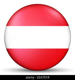 Glass light ball with flag of Austria. Round sphere, template icon. Austrian national symbol. Glossy realistic ball, 3D abstract vector illustration Stock Vector