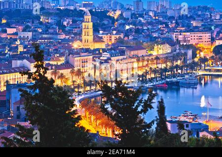 Amazing sunrise city of Split Riva waterfront panoramic view, Dalmatia region of Croatia Stock Photo