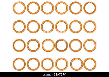 Big set of round golden vintage wooden frame for your design. Vintage cover. Place for text. Vintage antique gold beautiful rectangular frames Stock Vector