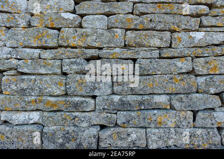 Cotswold dry stone wall, Gloucestershire, UK Stock Photo