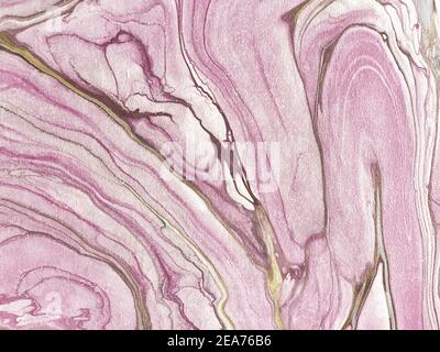 Abstract fluid art background white and pink colors. Watercolor and acrylic painting on canvas with lilac gradient. Alcohol ink backdrop with waves pa Stock Photo