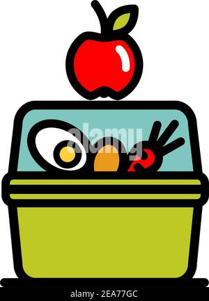 Lunchbox color simple icon. Illustration of lunchbox icon vector for web design isolated on white Stock Vector