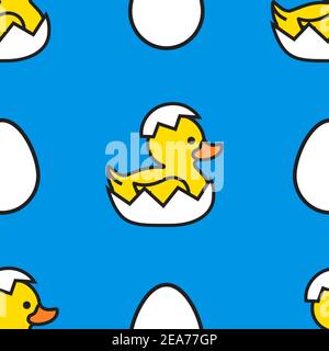 Yellow duck with eggs. Easter day Seamless Pattern Stock Vector