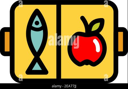 Lunchbox color simple icon. Illustration of lunchbox icon vector for web design isolated on white Stock Vector