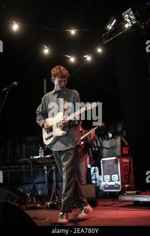 King Krule (real name Archy Marshall) performing live on stage at the 2013 Field Day Festival in Victoria Park in London Stock Photo