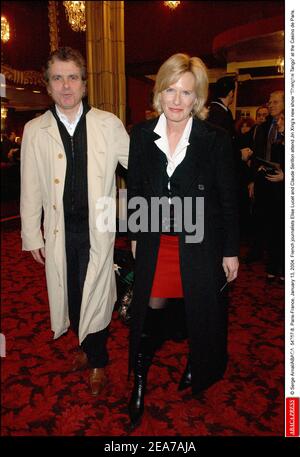 © Serge Arnal/ABACA. 54767-8. Paris-France, January 13, 2004. French journalists Catherine Ceylac and Claude Serillon attend Jin Xing's new show Shanghai Tango at the Casino de Paris. Stock Photo
