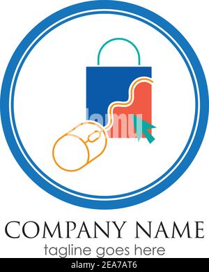 online shop logo vector icon illustration template design Stock Vector