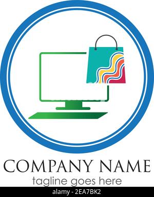modern online shop logo vector icon illustration template design Stock Vector