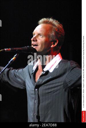 Sting performs at the Tampa Bay Performing Arts Center on January 26, 2004 in Tampa, Florida. (Pictured: Sting) Photo by John Davisson/ABACA Stock Photo