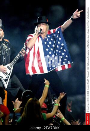 Fans enjoy pregame entertainment at Super Bowl XXXVIII on February 1, 2004,  at Reliant Stadium in Houston. The Carolina Panthers are playing New  England Patriots in the game. (UPI Photo/Ian Halperin Stock