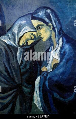 The Visit, Two Sisters, Pablo Picasso, 1902, detail, State Hermitage Museum, Saint Petersburg, Russia Stock Photo