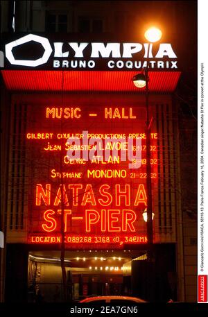 © Giancarlo Gorassini/ABACA. 56116-13. Paris-France February 16, 2004. Canadian singer Natasha St-Pier in concert at the Olympia. Stock Photo