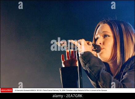 © Giancarlo Gorassini/ABACA. 56116-3. Paris-France. February 16, 2004. Canadian singer Natasha St-Pier in concert at the Olympia. Stock Photo