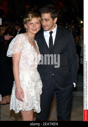 © Hahn-Khayat-Nebinger/ABACA. 56612-76. Los Angeles-CA-USA, February 29, 2004. Kirsten Dunst and Jake Gyllenhaal attend the Vanity Fair Post Oscars Party at the Mortons. Stock Photo