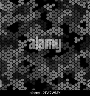 Repeating digital dotted hexagonal camo military texture background Stock Vector