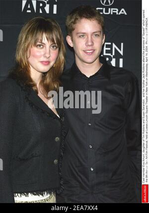 Cast member Eva Amurri, daughter of Tim Robbins and Susan Sarandon, and her brother Jack Robbins attend the premiere of Saved! which opened the 9th Annual Gen Art Film Festival, held at Loews Lincoln Square Theater in New York on Wednesday, April 14, 2004. Photo by SWF/ABACA Stock Photo