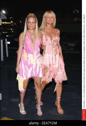 Paris Hilton and Nicole Richie attend The Simple Life 2 party at the Spider Club in Los Angeles on April 14, 2004. Photo by Lionel Hahn/ABACA. Stock Photo