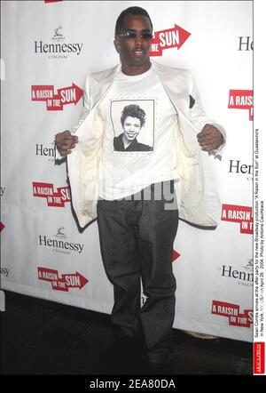 Sean Combs arrives at the after party for the new Broadway production A Raisin in the Sun at Guastavino's in New York, NY, USA on April 26, 2004. Photo by Antoine Cau/Abaca Stock Photo