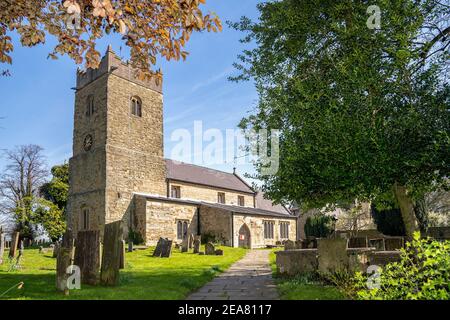 Teversal village old stone church in Nottinghamshire countryside town setting for D. H. Lawrence’s Lady Chatterley’s Lover Stock Photo