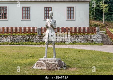 Smiljan, Croatia - Aug 12, 2020: Statue of Nikola Tesla at memorial center Stock Photo