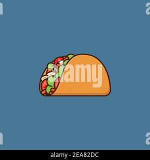 Taco shell filled with lettuce, tomato slices, red beans and poultry vector illustration for Taco Day on October 4 Stock Vector