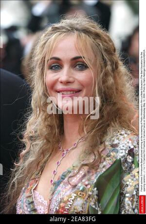 French actress Emmanuelle Beart pictured arriving at the screening of Pedro Almodovar's film La Mala Educacion (The Bad Education) for the opening ceremony of the 57th Cannes Film Festival in Cannes-France on Wednesday May 12, 2004. Photo by Hahn-Nebinger-Gorassini/ABACA. Stock Photo