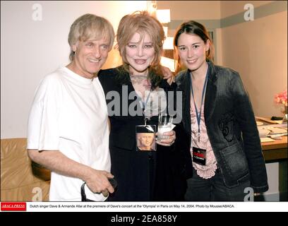 Dutch singer Dave & Armande Altai at the premiere of Dave's concert at the 'Olympia' in Paris on May 14, 2004. Photo by Mousse/ABACA. Stock Photo