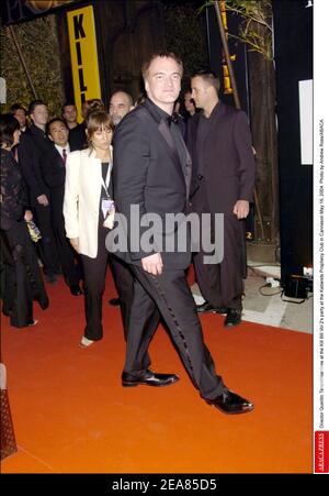Director Quentin Tarantino arrives at the Kill Bill Vol 2's party at the Kabarets Prophecy Club in Canneson May 16, 2004. Photo by Andrew Ross/ABACA Stock Photo