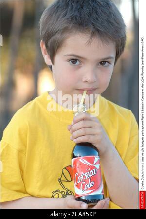 Corsica Cola, boisson ˆ base de cola fabrique par la socit Pietra ˆ Bastia in Corsica on May 2004. Photo by Jean-Pierre Amet/ABACA. Stock Photo