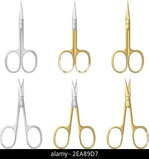 Set of manicure / pedicure scissors isolated on white background. Photo-realistic vector illustration. Stock Vector