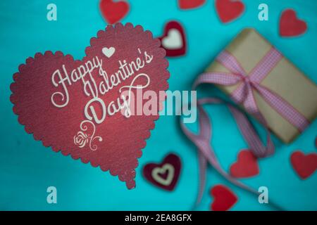 Gift box and hearts, Christmas present, valentine day surprise, birthday concept