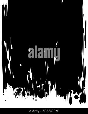 Hand drawn vertical design made with black paint with a paintbrush or roller, isolated over white background. Stock Vector