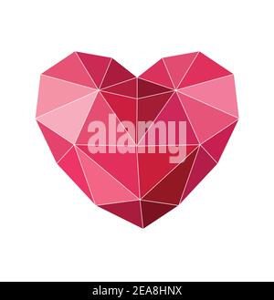 Polygonal heart isolated on white background vector illustration. Heart in geometric style isolated on white background. Heart Icon, logo, symbol Stock Vector