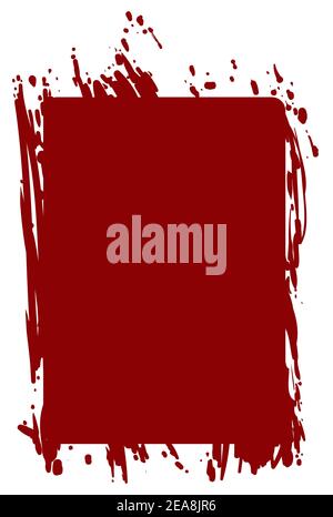 Rectangle sign with red splatters and brush strokes, isolated over white background. Stock Vector