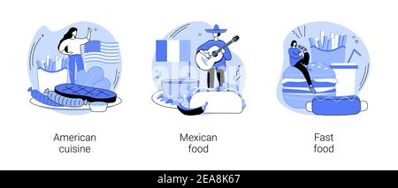 National cuisine abstract concept vector illustrations. Stock Vector