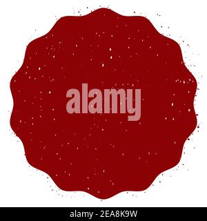 Template with red round stamp with eroded effect, isolated over white background. Stock Vector
