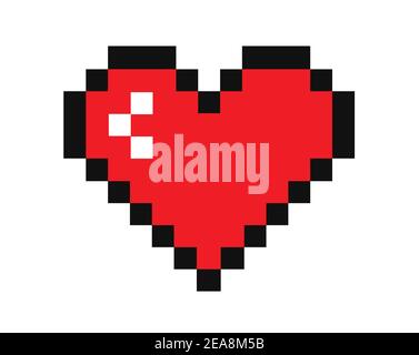 Pixel heart vector. Red heart in geometric style isolated on white background. Heart Icon, logo, sign, symbol Stock Vector