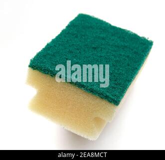Scouring sponge pad against a white background Stock Photo