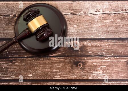 A judge's gavel or auction gavel