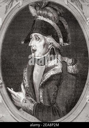 Jacques François Coquille, named Dugommier, 1738 -1794.  French general. Stock Photo